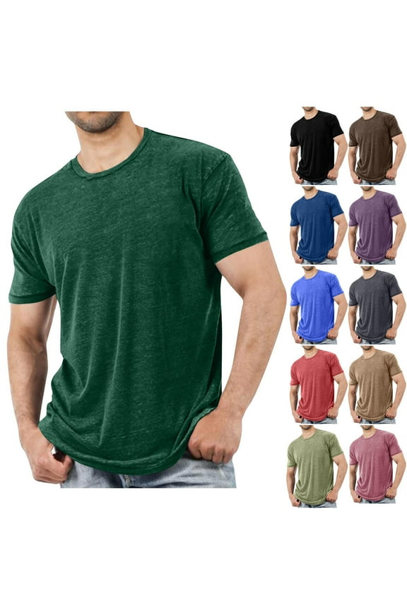 Men's T-Shirts Casual Basic Crew Neck Short Sleeve Tee Shirts Summer Solid Color Business Pullover Shirt