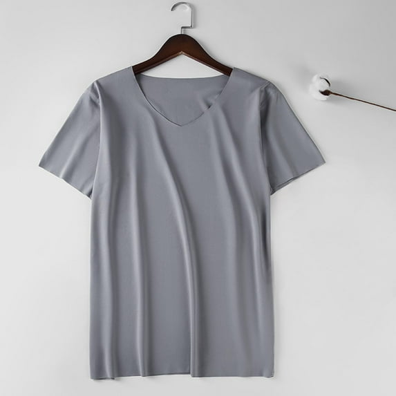 Rciityk Men's T-Shirts Casual Basic V Neck Short Sleeve Shirts Summer Casual Solid Color Slim Fitness Workout Running Gym Tee Tops