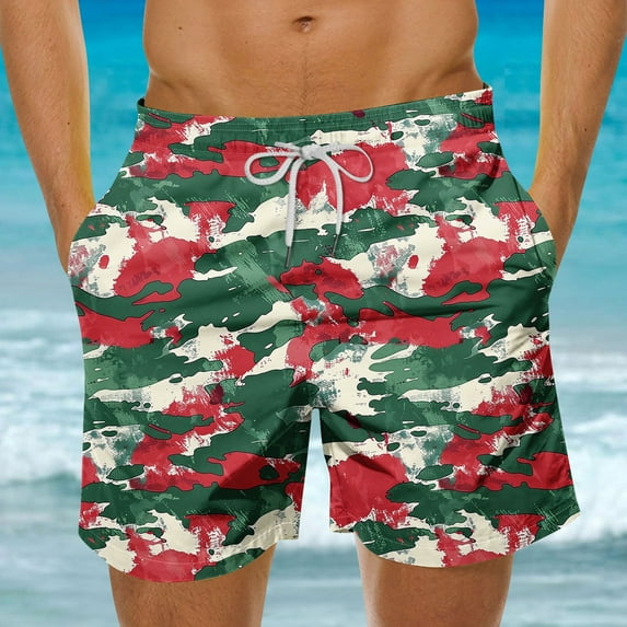 Rciityk Swim Trunks Men, Mens Bathing Suit 7 inch, Hawaiian Printed Beach Board Shorts, Summer Casual Quickly Dry Swimming Shorts with Pockets