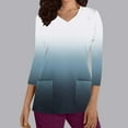 thumbnail image 1 of Rciityk V Neck Scrub Tops for Woman Fashion Gradient Print 3/4 Sleeve Medicals Nursing Shirts with Pockets Dark Blue L, 1 of 4