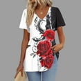 thumbnail image 1 of Summer Savings ! Rciityk Womens T shirts Casual Loose Short Sleeve V Neck Tunic Tops Fashion Floral Summer Pleated Dress T-shirts, 1 of 5