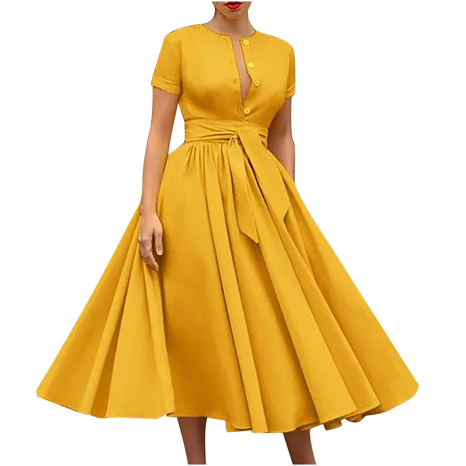 fitted lace wedding dress Sureple Women's Retro Sleeveless Swing Casual Work Summer Party Dress with  Pockets (A-SP81-Black, s) at Amazon Women's Clothing store main image 1