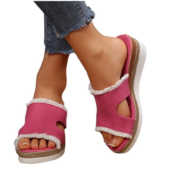 Sandals for Women 2026 Fashion Women Casual Round Head Comfy Slippers Beach Casual Slipsole Shoes