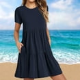 thumbnail image 1 of Summer Savings Sentmoon Sundresses for Women Casual Summer - Women's Summer Short Sleeve Crew Neck T Shirt Dress Casual Loose Swing Dress Floral Print Beach Dresses Clearance, 1 of 6