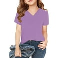 thumbnail image 1 of Summer Savings Shirts For Kids Short Sleeve Graphic T-Shirt V Neck Top For 3-14 Years Girls And Boy T-Shirt Tee 13 Years, Purple, 1 of 5