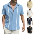 thumbnail image 1 of Shirts for Men 2025 Plus Size Fashion Casual Button Cardigan Short Sleeve Turndown Collar Blouse Shirt, 1 of 8