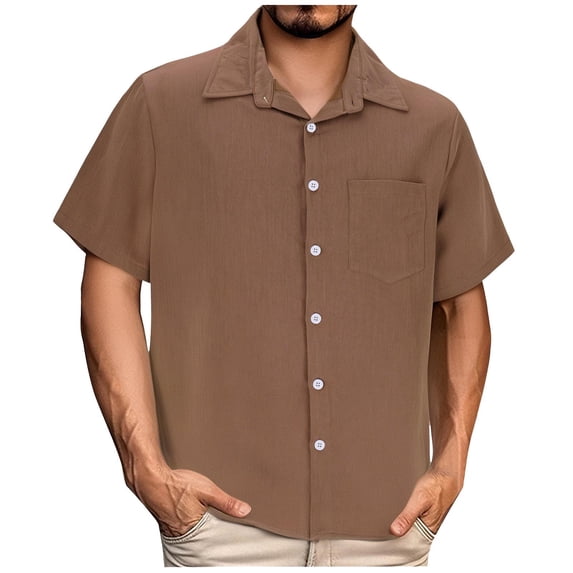 Shirts for Men 2025 Plus Size Fashion Casual Patchwork Lapel Shirt And Versatile Short Sleeved Top