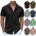 thumbnail image 1 of Shirts for Men 2025 Plus Size Fashion Casual Turndown Collar Printing Short Sleeve Button Shirt Blouse, 1 of 6