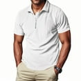 thumbnail image 1 of Shirts for Men 2025 Plus Size Fashion Solid Color Half Zipper Pullover Turn Down Collar Vertical Short Sleeve Shirt Undershirt, 1 of 9