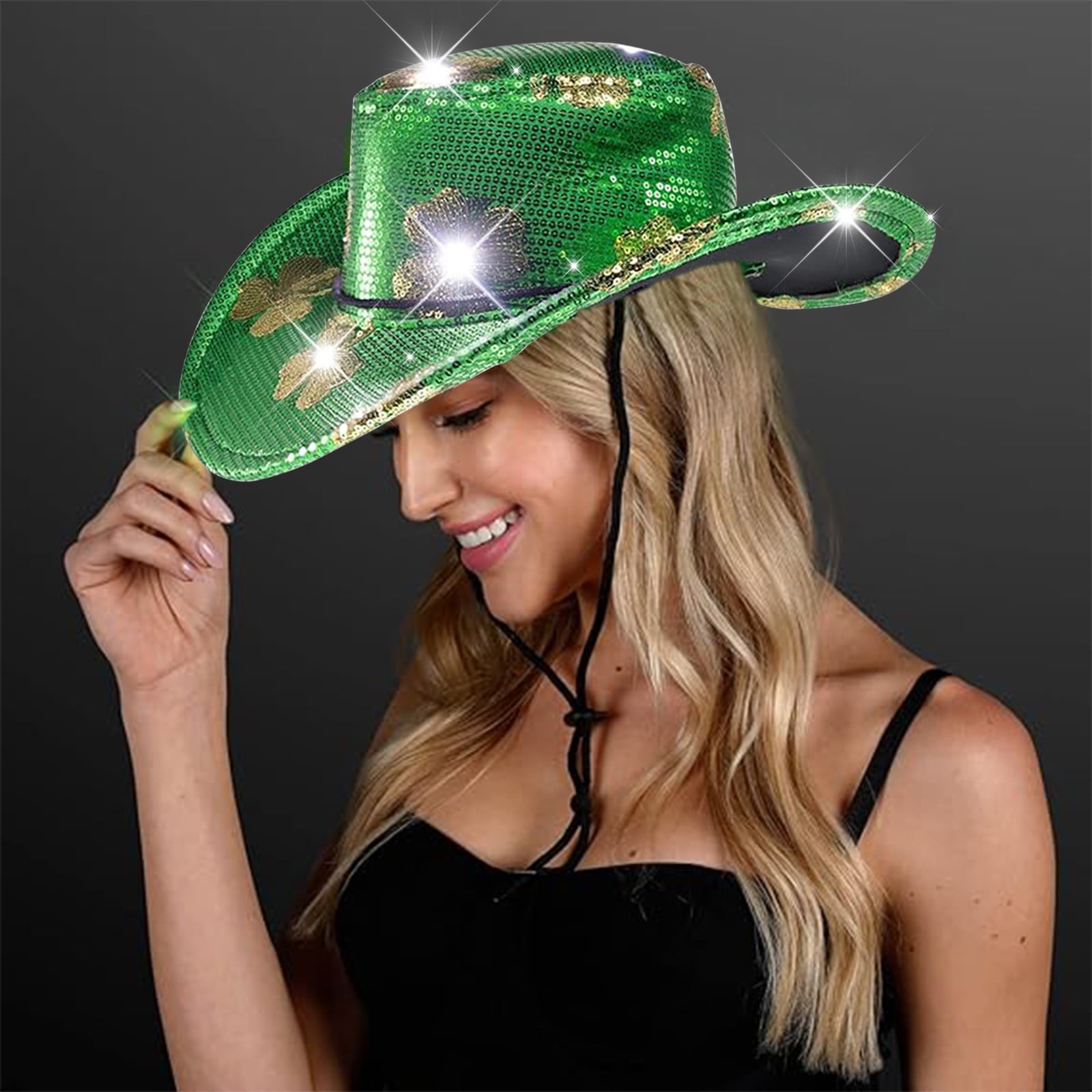 Cowboy Hat Headband, Green/Gold Decorative Women\'s Hat, St. Patrick’s Day ☘️ Hat Headband St Patricks Day Decor Hair Hoop Festival  main image 3