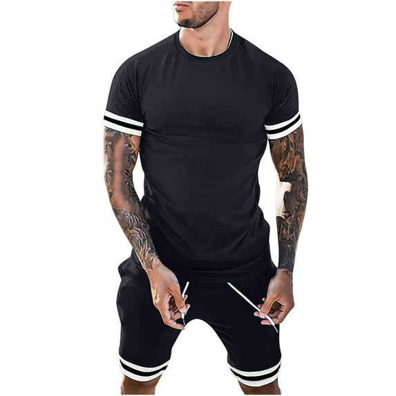 Stamzod 2 Piece Outfit for Men Oversize Shorts Set Short Sleeve Button Up Casual Businesswear Fashion Colorblock Tracksuit Set