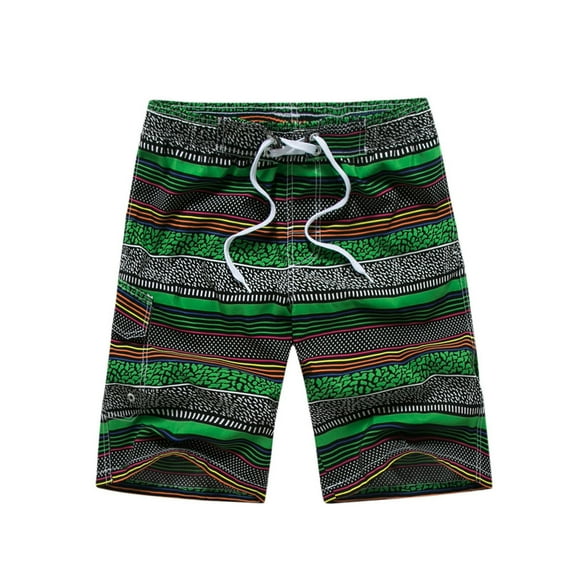 Summer Savings! Stamzod Clearance Men's Beach Shorts Colorblock Stripe Quick-Dry Casual Swim Surfing Board Trunks Short Drawstring Plus Size Causal Shorts