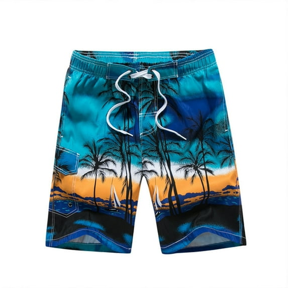 Summer Savings! Stamzod Clearance Men's Hawaiian Beach Shorts Casual Lightweight Board Shorts Novelty Palm Tree Print Plus Size Swimming Surfing Shorts