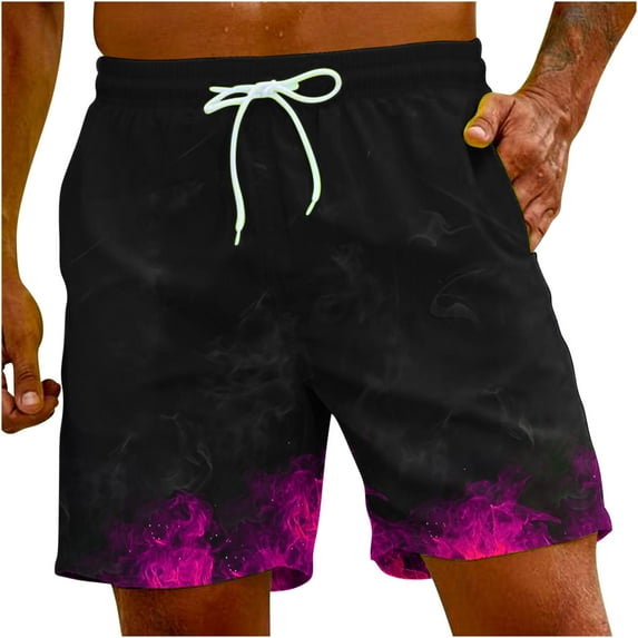 Summer Savings! Stamzod Clearance Mens Beach Shorts Fashion Graphic Causal Shorts Flame Digital Print Surfing Shorts Elastic Waist Oversize Sporting Shorts