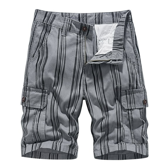 Summer Savings! Stamzod Clearance New Mens Multi Pockets Cargo Shorts Lightweight Colorblock Stripe Casual Hiking Shorts Outdoor Fishing Sports Shorts