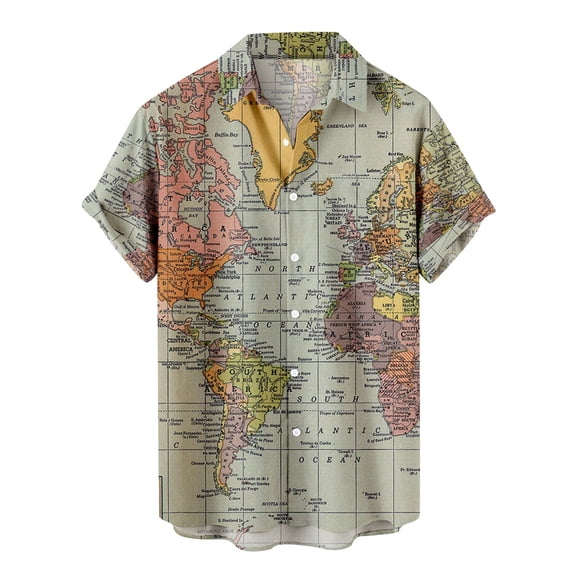 Summer Savings! Stamzod Men Clothes Clearance Vintage Shirts For Men Casual Short Sleeve Button Down Tops Funny Print Plus Size&Nbsp;Streetwear Shirts Graphic Tees