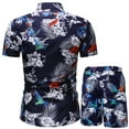 thumbnail image 1 of Stamzod Men's Suits Mens Luxury Outfit Set Short Sleeve Shirts and Shorts 2 Piece Chain Print Set Slim Button Down Hawaiian Shirt Suits, 1 of 5