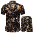 thumbnail image 1 of Stamzod Men's Suits Mens Luxury Outfit Set Short Sleeve Shirts and Shorts 2 Piece Chain Print Set Slim Button Hawaiian Shirt Suits, 1 of 3