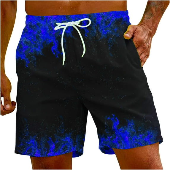 Stamzod Mens Beach Shorts Fashion Graphic Causal Shorts Flame Digital Print Surfing Shorts Lightweight Oversize Sporting Shorts