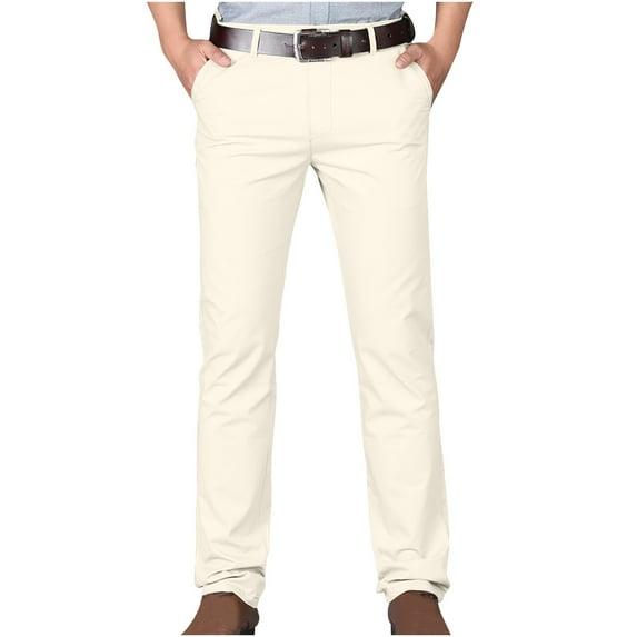 Summer Savings! Stamzod Mens Oversize Dress Pants Clearance Slim Fitting Stretch Trousers Tapered Men Solid Color Business Casual Pants With Zipper Pocket