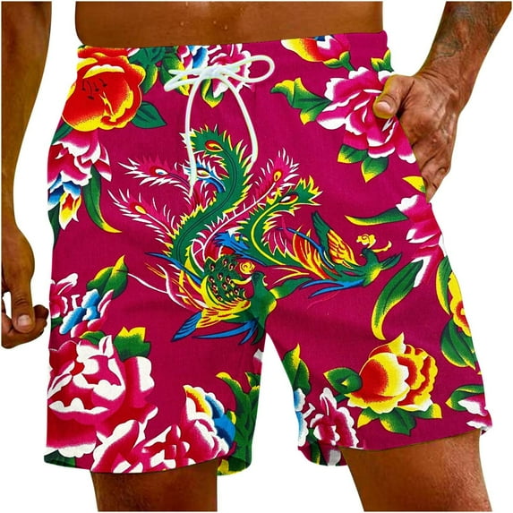 Summer Savings! Stamzod Mens Shorts Fashion Breathable Oversize Beach Board Shorts Novelty Flower Print Lightweight Comfy Streetwear Shorts