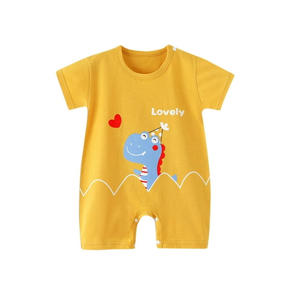 Stamzod born Baby Boy Girl Romper Toddler Cute Dinosaur Print One-Piece Jumpsuit Clothes Short Sleeve Infant Coverall Jumper Outfit 0-24M