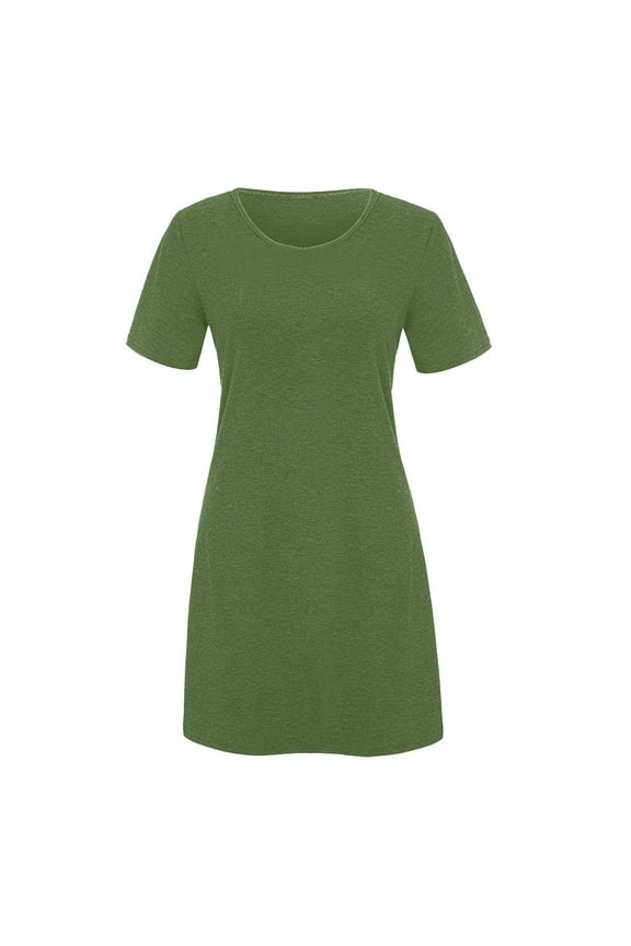 Summer Dresses for Women 2025 Solid Color Short Sleeve Casual T Shirt Dress Beach Loose Comfy A-Line Sundress Tank Dress