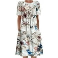 thumbnail image 1 of Stamzod Women Summer Dresses Short Sleeve Casual Loose Midi Dress Ditsy Floral Print Beach Swings Midi Sundress with Pockets, 1 of 5