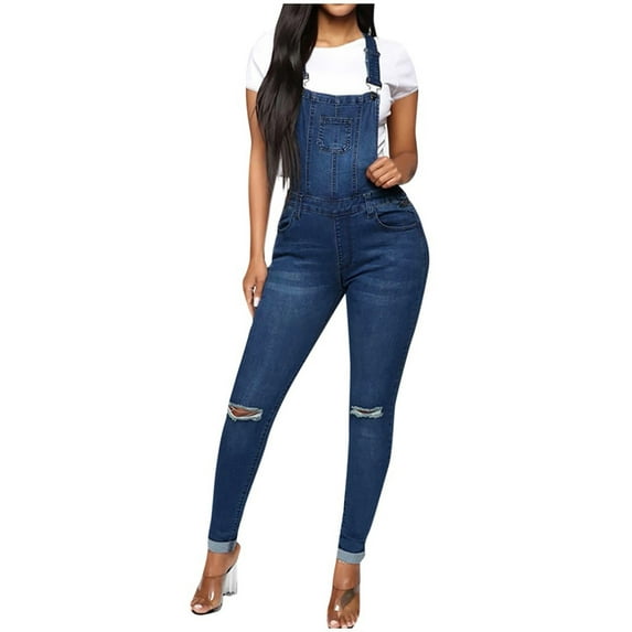 Summer Pants for Women 2025 Women Casual Pocket Jean Leggings Hole Splice Trouser Rompers Pant Bib Pants Womens Plus Size Pants