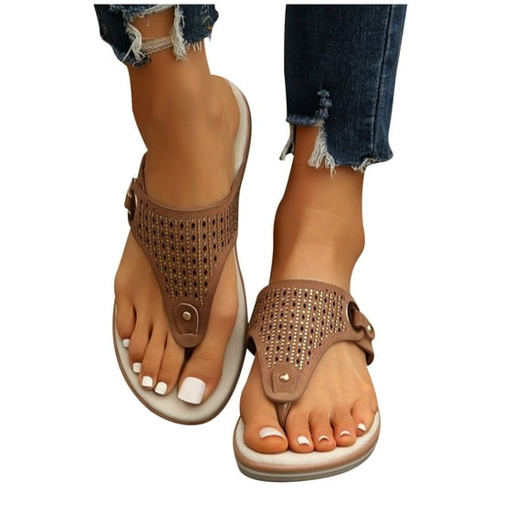Womens Sandals Comfortable Fashion Casual Round Head Comfy Slippers Beach Casual Slipsole Shoes