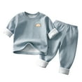 thumbnail image 1 of TAGOLD Kids Sets, Toddler Baby Kids Winter Boys Girls Solid Color Long Sleeved Thickening Home Wear Clothes Suit, 1 of 5