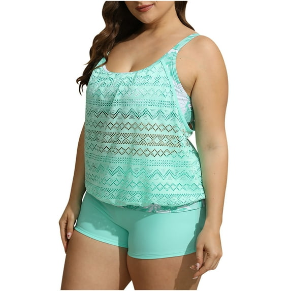 Summer Savings! TAGOLD Plus Size Summer Swimsuit for Women,Ladies Fashion Multicolor Print Back Cutout Swimming Trunks Sling Women Split Swimsuit