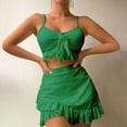 thumbnail image 1 of Summer Savings! TAGOLD Plus Size Summer Swimsuit for Women,Women's Fashion Solid Color Wrapped Hip Skirt Split Swimwear Set, 1 of 5