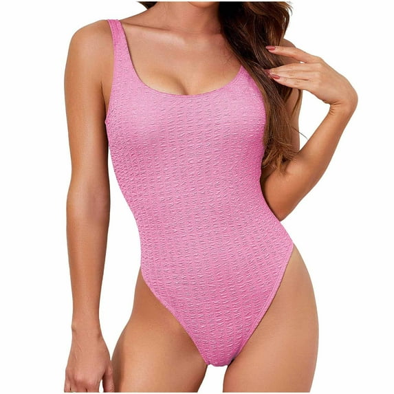 Summer Savings! TAGOLD Plus Size Summer Swimsuit for Women,Women's Sexy Solid Color Swimwear Slim Swimsuit Bikini Straped Swimsuits