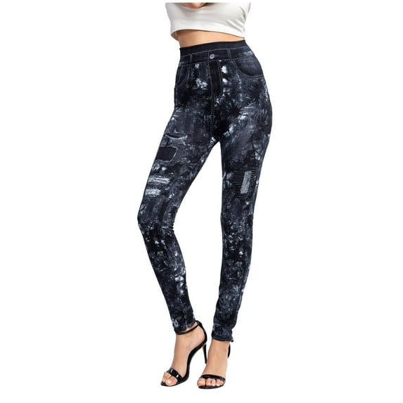 Summer Savings! TAGOLD Summer Pants for Womens,Womens Plus Size Pants, Women Casual Pants Imitation Denim Leggings Women's Super Elastic Ladies Slim Trousers