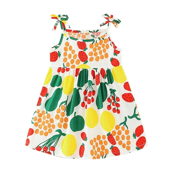 Summer Savings! TAGOLD Summer Toddler Baby Girls Sleeveless Sling Dress Graphic Print Children's Clothing Green 6-12 Months