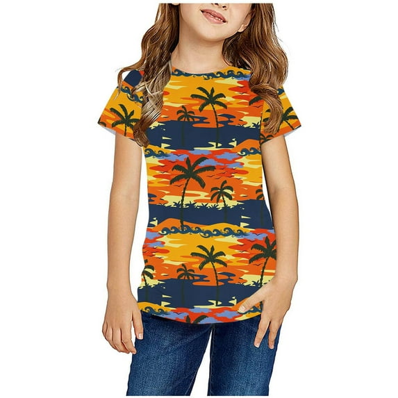 Summer Savings! TAGOLD Toddler Girls Boys Summer Blouses Tops,Boys Girls Shirts Tshirt Short Sleeve Top Funny Graphic Tshirts 3-14 Years