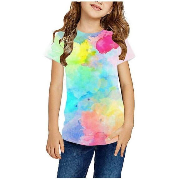 TAGOLD Toddler Girls Boys Summer Blouses Tops,Shirts For Kids Short Sleeve Graphic T-Shirt Round Neck Crop Top For 3-14 Years Girls And Boy T-Shirt Tee