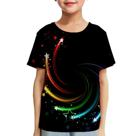 Summer Savings! TAGOLD Toddler Girls Boys Summer Blouses Tops,Toddler Kids Boys Girls Fashion Cute Round Neck Print Short Sleeve Top