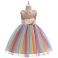 thumbnail image 1 of Summer Savings! TAGOLD Toddler Girls Color Net Yarn Bowknot Birthday Party Flowers Gown Kids Dresses Rose Gold 5-6 Years, 1 of 4