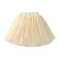 thumbnail image 1 of Summer Savings! TAGOLD Toddler Girls Cute Party Dance Costume Solid Color Net Yarn Crimping Daisy Embroidery Tulle Skirt Yellow 6 Years, 1 of 4