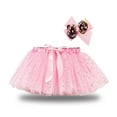 thumbnail image 1 of TAGOLD Toddler Girls Cute Party Dance Costume Splice Rainbow Net Yarn Sequins Tulle Skirt Bow Hairpin Suit Pink 9-11 Years, 1 of 4