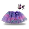 thumbnail image 1 of TAGOLD Toddler Girls Cute Party Dance Costume Splice Rainbow Net Yarn Sequins Tulle Skirt Bow Hairpin Suit Purple 2-4 Years, 1 of 6