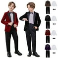 thumbnail image 1 of THDHVS Boys Suit,Boys Summer Outfits,Toddler Boys Formal Suits Set Includes Long Sleeve Shirt Pants Bow Tie and Brooch 3 Piece Classic Suit for Wedding Party and Special Events, 1 of 7
