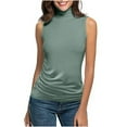 thumbnail image 1 of Tank Top for Women Horkkom Solid Color Slim Sleeveless Turtlenecks Layer Mock Turtleneck Tank Top Green XL, 1 of 9