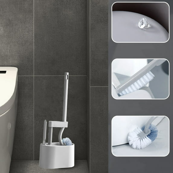 Summer Savings! Toilet Brush & Holders for Bathroom, InsCrazy Toilet Brush with Hard Bristles Bathroom Cleaning Bowl Brush Kit Modern and Compact Toilet Cleaner Brush Long Handle Bristles