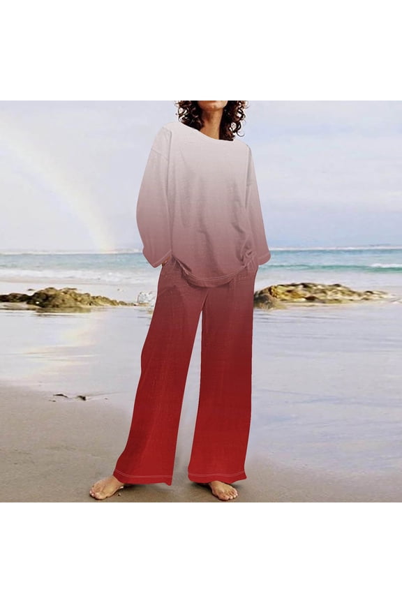 Tops for Women Women's 2 Piece Outfits Sweater Sets Knit Pullover Tops High Waisted Pants Tracksuit Lounge Jogger Set Ndbuld White M