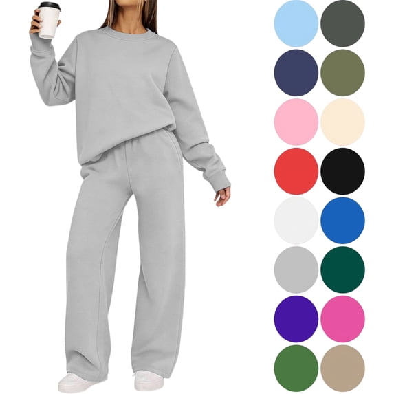 Women's 2 Piece Casual Outfits Solid Hooded Drawstring Long Sleeve Sweatshirt Tops And Long Pants Set Suits