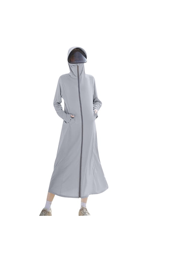 Ladies Sun Protection Clothing Solid Color Long Sleeve Hooded Trousers Sun Protection Clothing