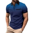 thumbnail image 1 of Summer Savings WTXUE Polos Short Sleeve, Lapel Golf Shirts for Men Spring Summer Casual Buttons Lapel T Shirt Tops Solid, Workwear for Men Blue XL, 1 of 6